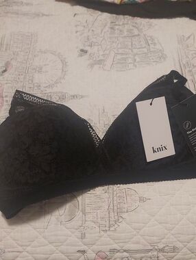 knix Black Lace Wireless Bralette with Delicate Trim